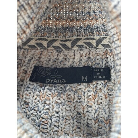 PrAna Abelle Sweater Tunic Sz M Turtleneck Blue White Organic Cotton Ombré Knit - Picture 3 of 7